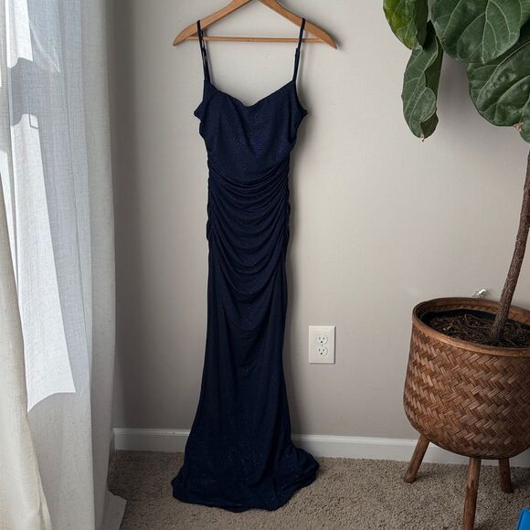 Windsor Navy Blue Tatum Formal Glitter Mermaid Dress - Picture 5 of 9